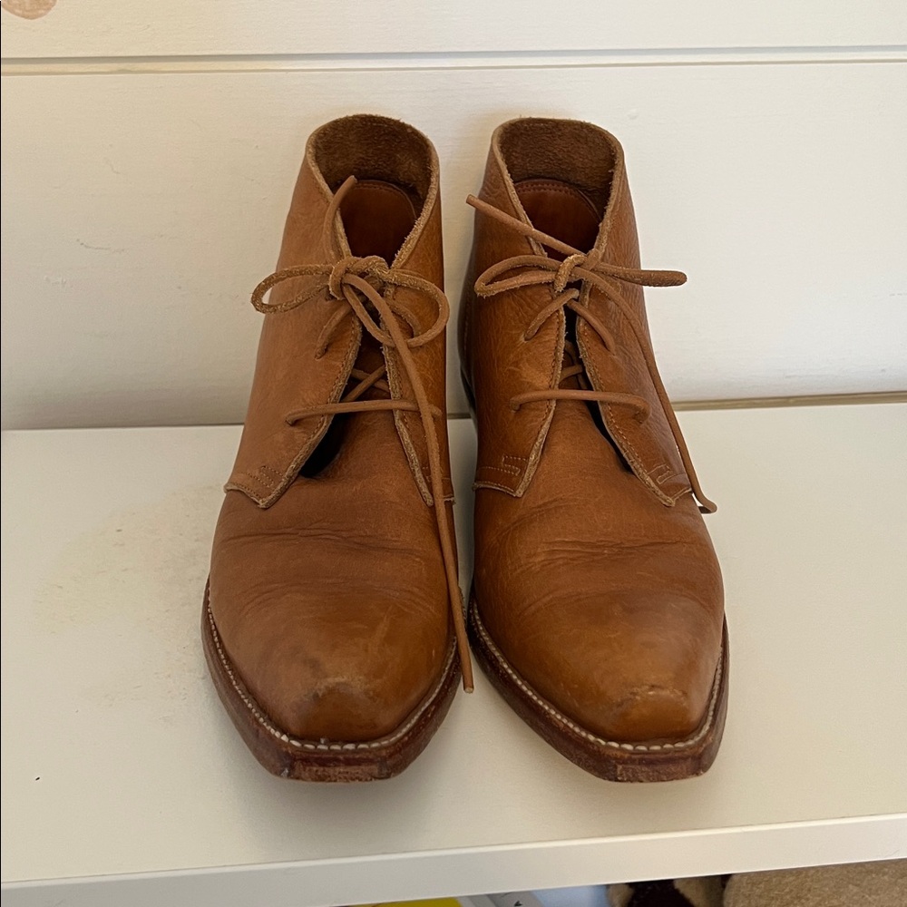 Cobra rock marfa Texas Women’s Tan Leather Ankle Boots -Lace-Up $576 - Picture 4 of 6